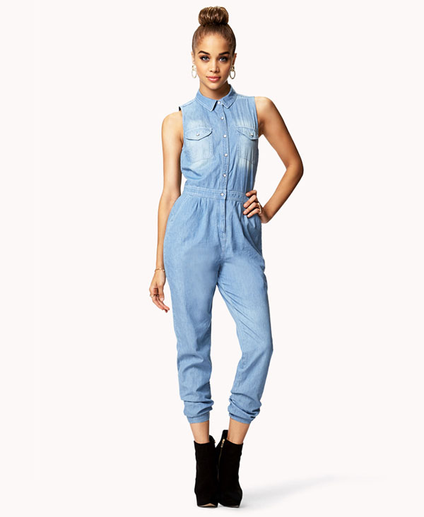 all denim jumpsuit