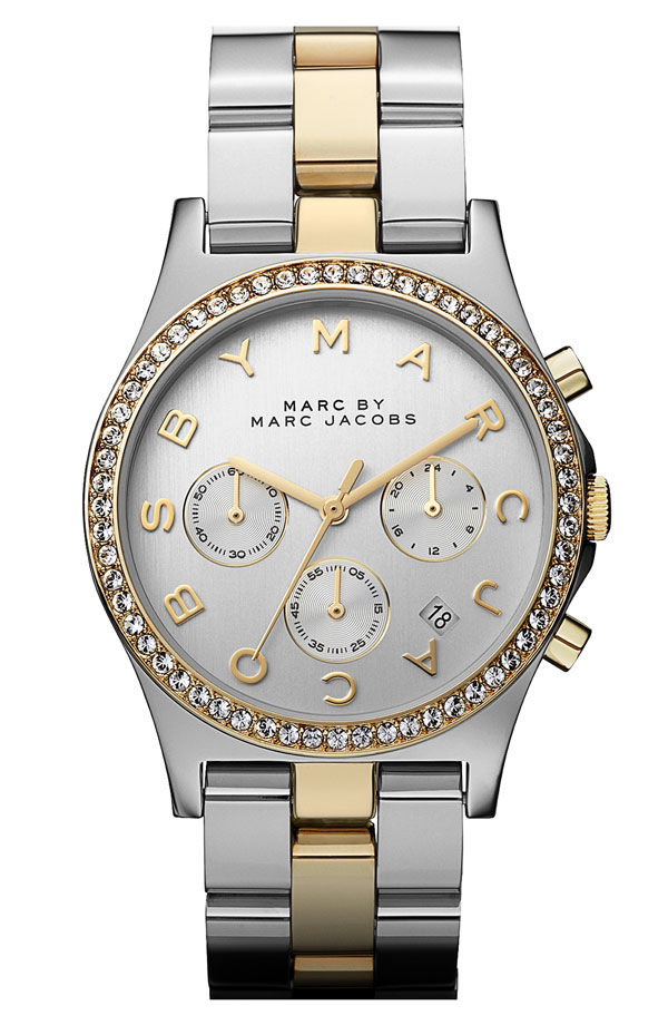 Marc Jacobs 'Henry' Chronograph & Crystal Topring Watch