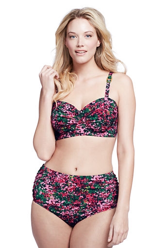 Women's plus Size Seaside Gardens Watercolor Floral Balconette Bikini