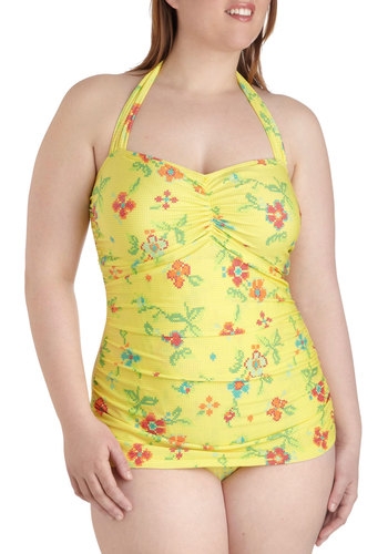 Bathing Beauty One Piece in Needlepoint - plus Size