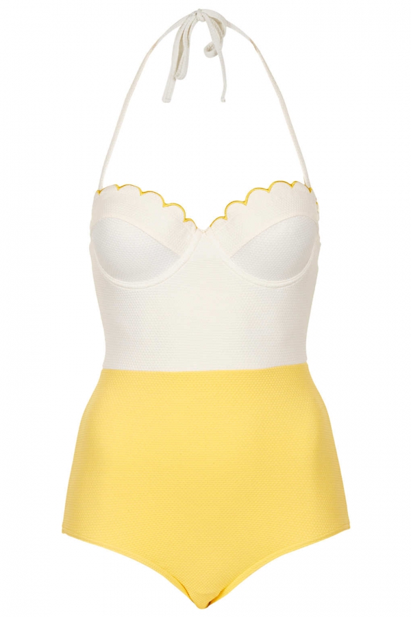 Colourblock Scalloped Swimsuit