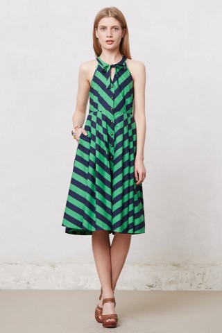 Anthropologie Emerald Ripple Dress