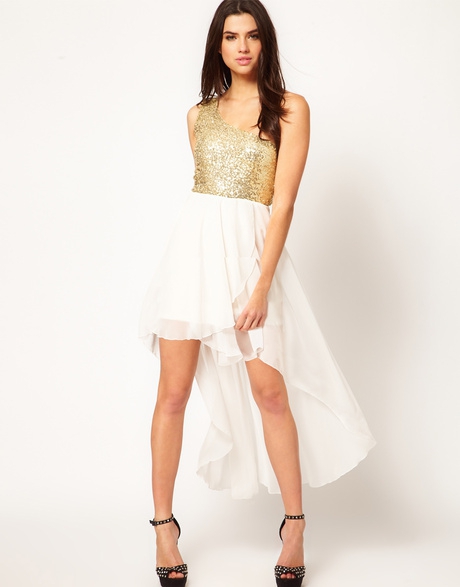 Asos One Shoulder Dress in Sequin with High Low Hem