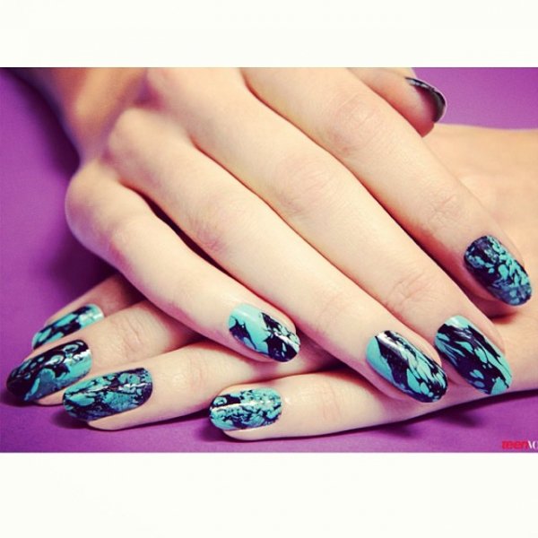 nail, turquoise, manicure, petal, cosmetics,