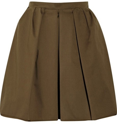 Carven Pleated-Front Cotton-Blend Skirt