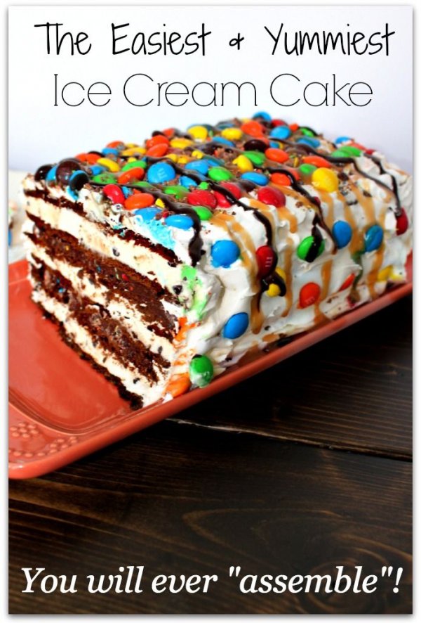 M&M Ice Cream Sandwich Cake