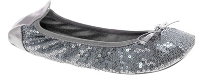 Dune Sparkle Fold up Flats