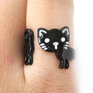 Cartoon Cat Wrap around Ring