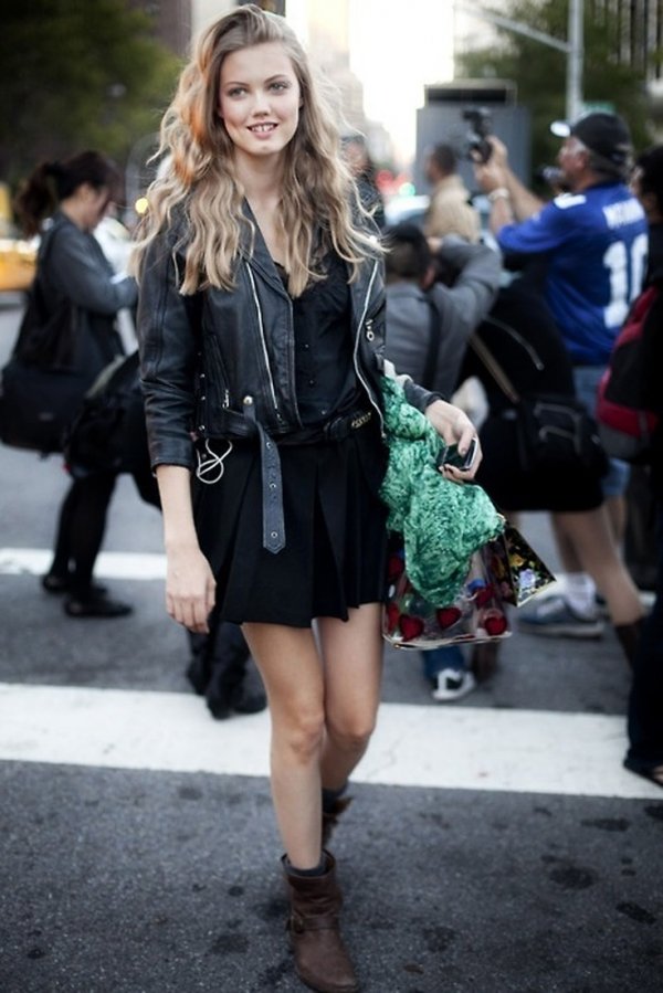 Dress + Leather Jacket