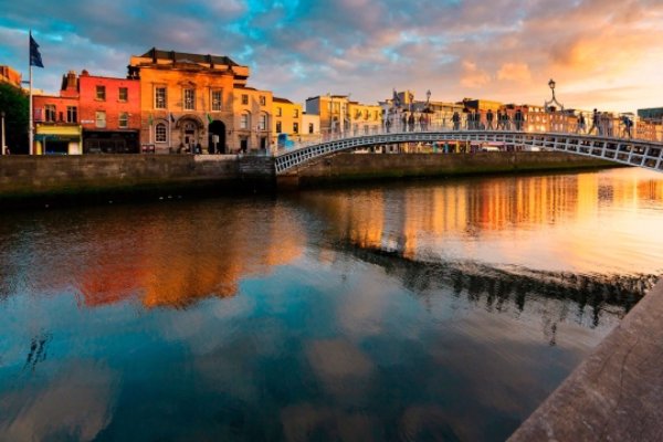 reflection, cityscape, dusk, sunset, river,