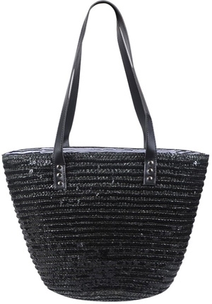 Sequined Basket Weave Beach Bag