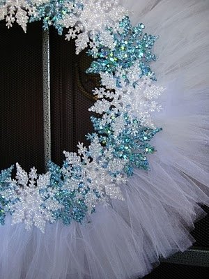 White Tulle Glittery Snowflakes