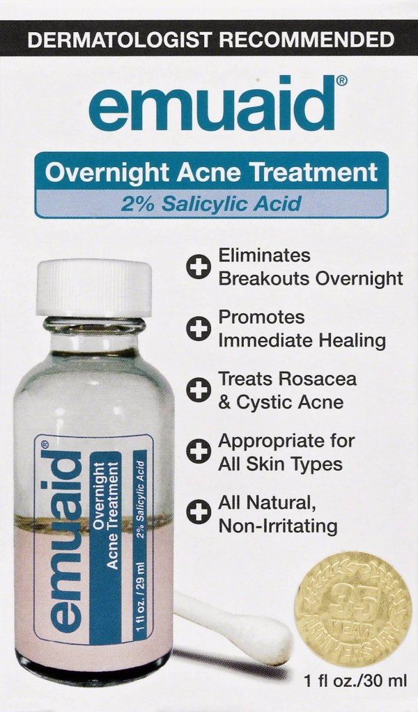 DERMATOLOGIST, RECOMMENDED, emuaid, overnight, Acne,