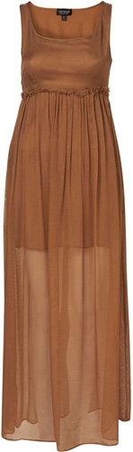 Topshop Tan Gathered Empire Maxi Dress