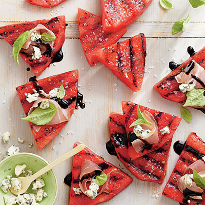 Grilled Watermelon with Blue Cheese and Prosciutto