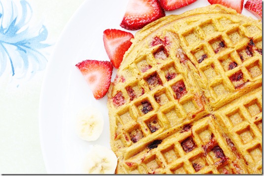 Vegan Gluten Free Strawberry Pumpkin Waffles