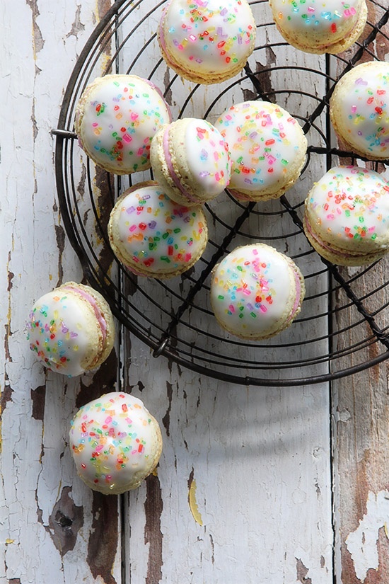 Lemon Macarons with Cranberry-Marscapone Filling