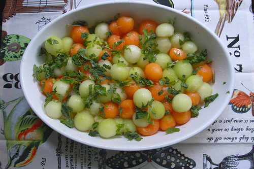Fresh Mint and Cilantro Melon Salad