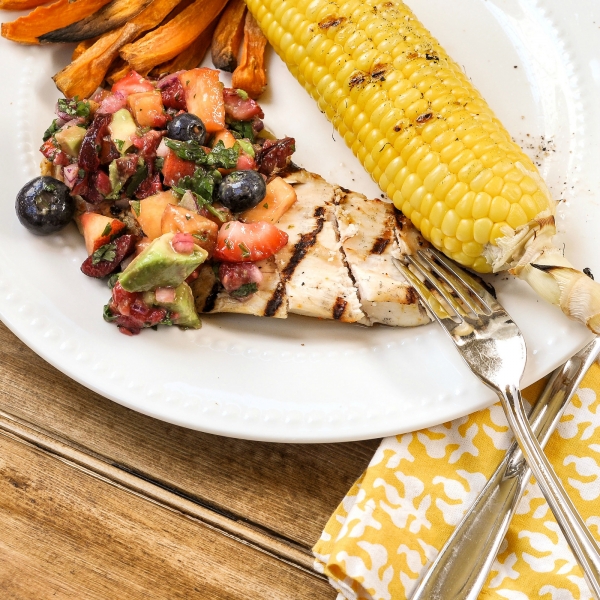 Outback Steakhouse Grilled Chicken on the Barbie with Plain Veggies (No Butter)