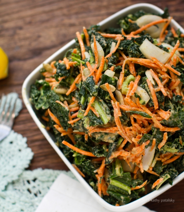 Raw Kale Salad with Sundried Tomato Cashew Dressing