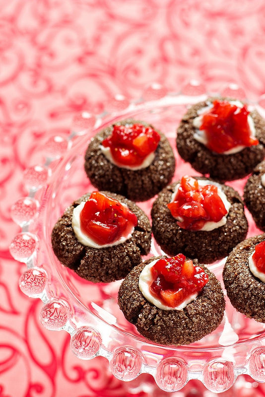 Chocolate Strawberry Thumbprints