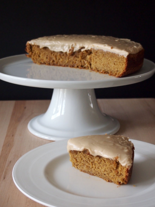 Pumpkin Cake with Almond Butter Frosting