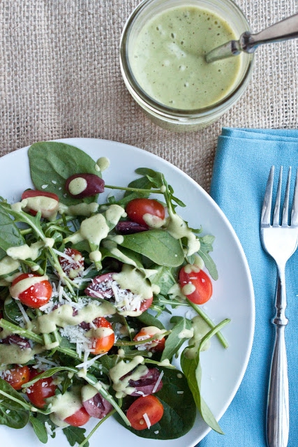 Arugula Salad with Creamy Avocado-Citrus Vinaigrette Dressing