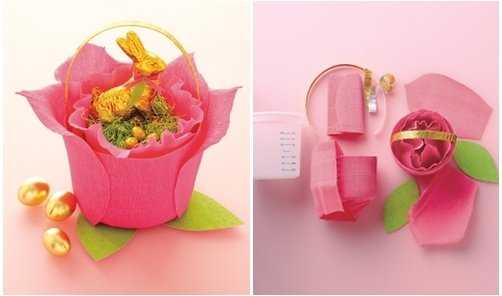 Crepe Paper Rose Basket