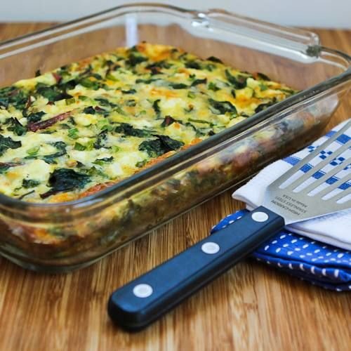 Swiss Chard, Mozzarella and Feta Egg Bake