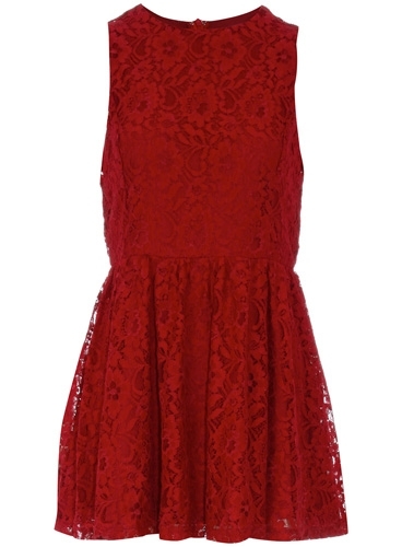 Dorothy Perkins Dark Red Lace Skater Dress