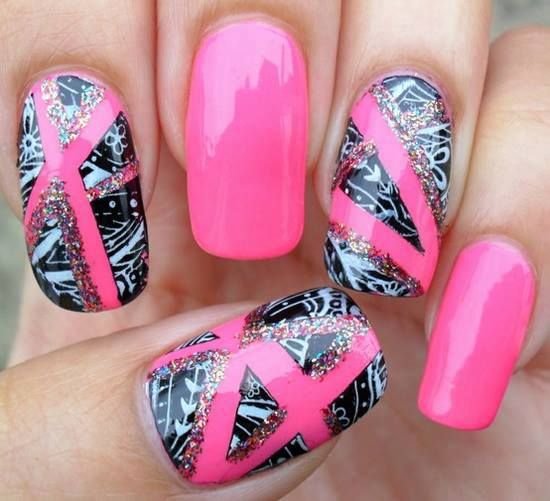 Bright Pink with Black and White