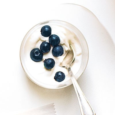 3 Oz Low Fat Greek Yogurt + 6 Blueberries – 50 Calories