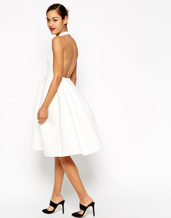 ASOS Premium Scuba Backless Halter Full Midi Dress