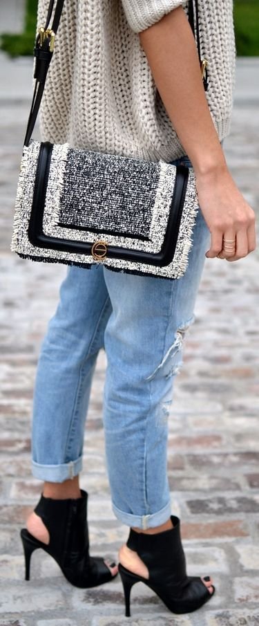 With a Chunky Sweater & Statement Bag