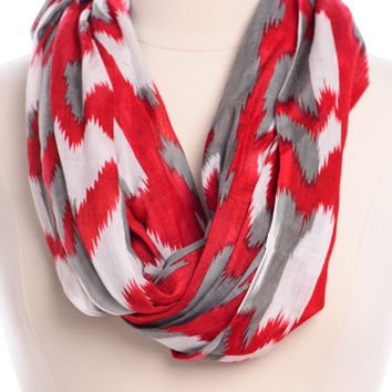 Aztec Infinity Scarf, Crimson/White