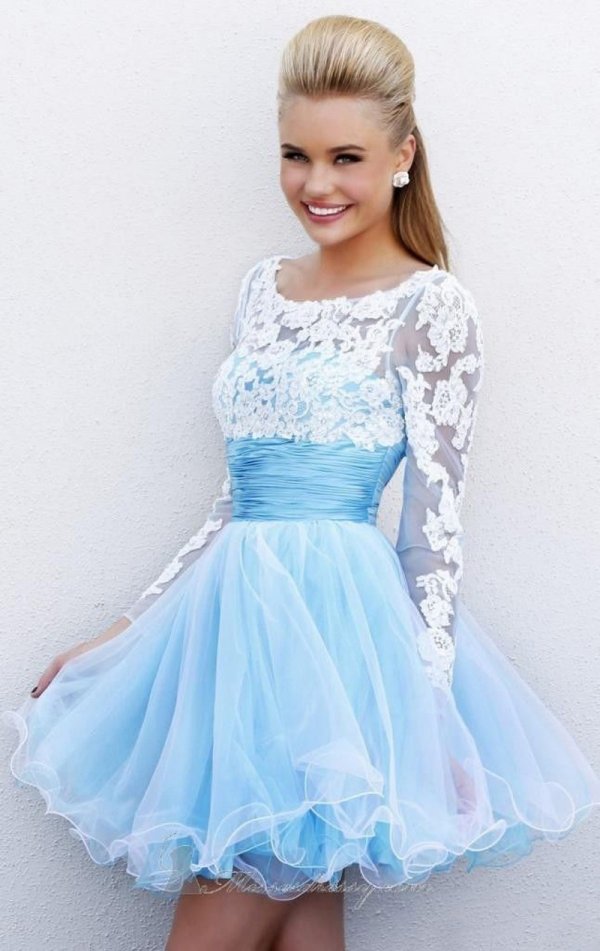 Baby Blue Lace - 30 Stunning Homecoming Dresses Teen