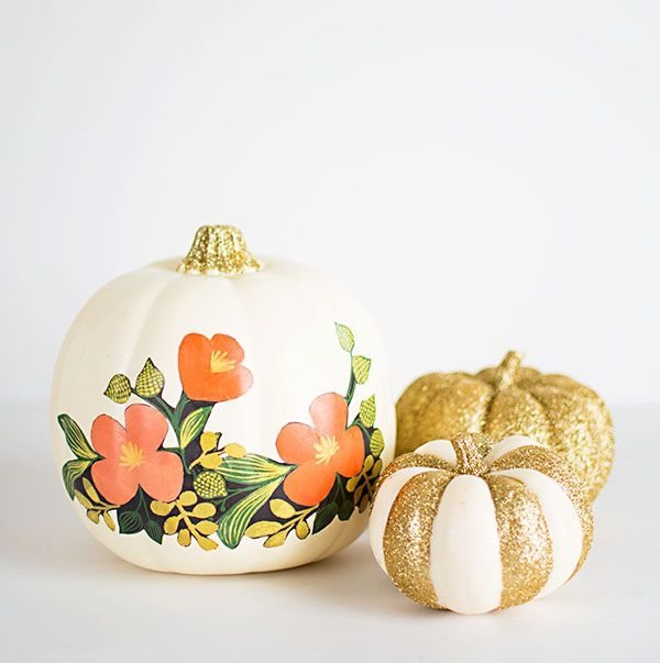 Floral Glitter Pumpkins