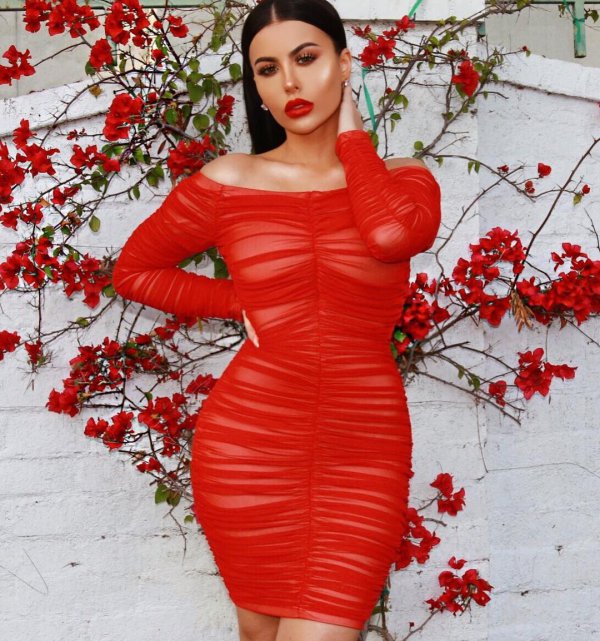 red, fashion model, joint, shoulder, dress,