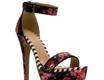 Rose Cluster Striped Platform Heels