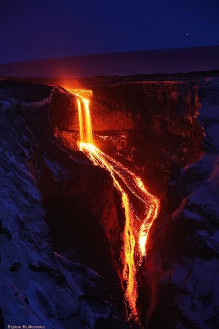 Lava Fall into Hvannargil, Iceland