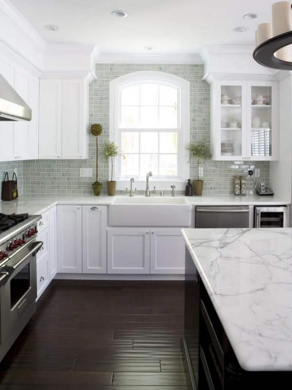 White with Mint Backsplash