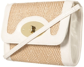 Topshop White Straw Twist Lock Bag