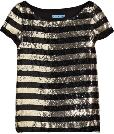 Alice + Olivia Sequin-Embellished Silk-Blend Top