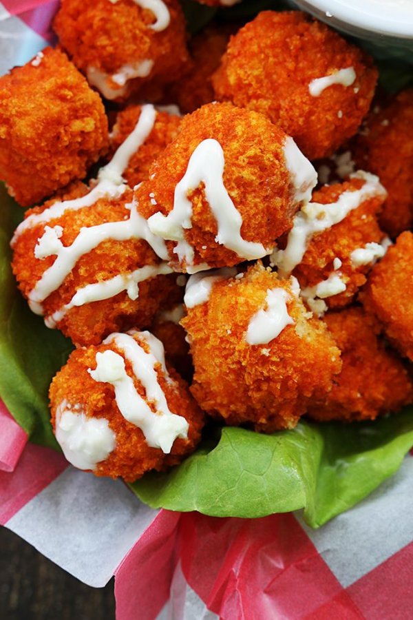 BAKED Buffalo Popcorn Chicken