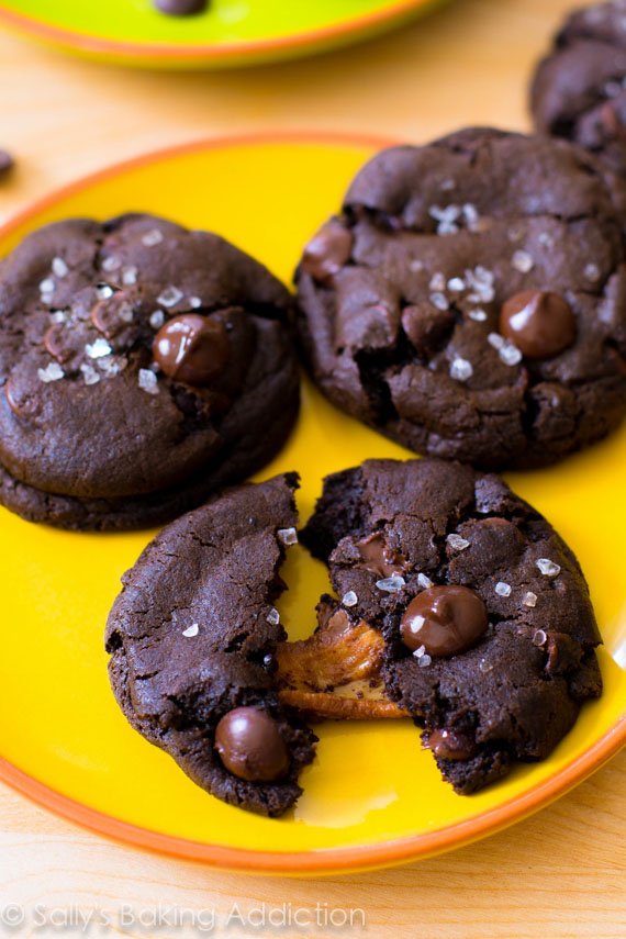 Salted Caramel Dark Chocolate Cookies