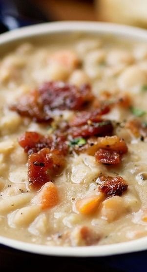 Creamy White Bean Stew with Smoky Bacon