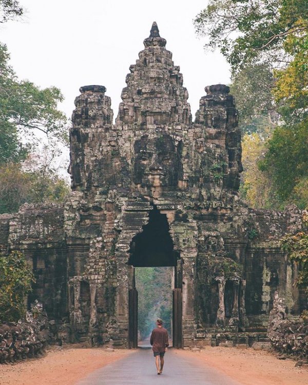 Angkor Thom, North Gate, temple, ancient history, building,