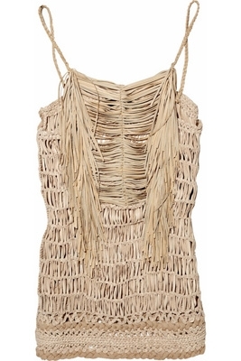 Gucci Macramé Woven Leather and Silk Top