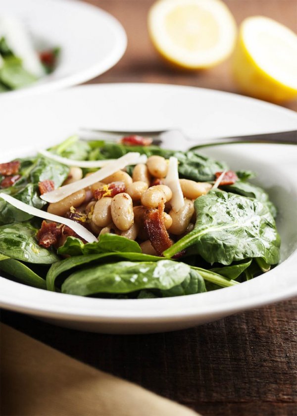 Spinach, White Beans, and Bacon