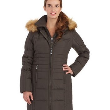 Vince Camuto plus Bib Accented Puffer Coat